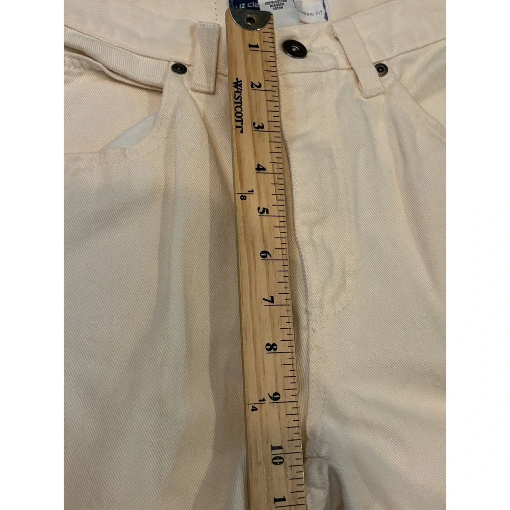 Liz Claiborne Lizwear Jeans Cream Off White High Rise Straight Leg Classic Fit 4